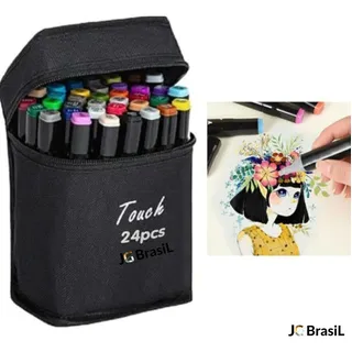 Estojo De Canetinhas Escolar Com Ponta Dupla 24 Cores Bolsa Jgbrasil Estojo De Canetinhas Escolar Com Ponta Dupla 24 Cores Bolsa Jgbrasil