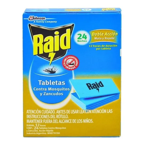 Raid Tabletas Doble Acción contra mosquitos y zancudos X 24 unidades
