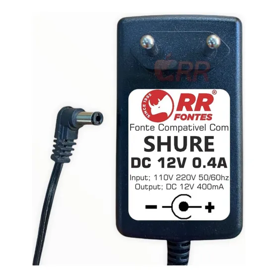 Fonte Carregador Para Microfone Shure 12v 400ma Rrfontes