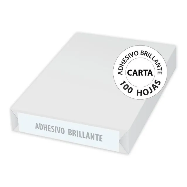 Adhesivo Blanco Brillante Carta  - 1 Paquete Con 100 Hojas