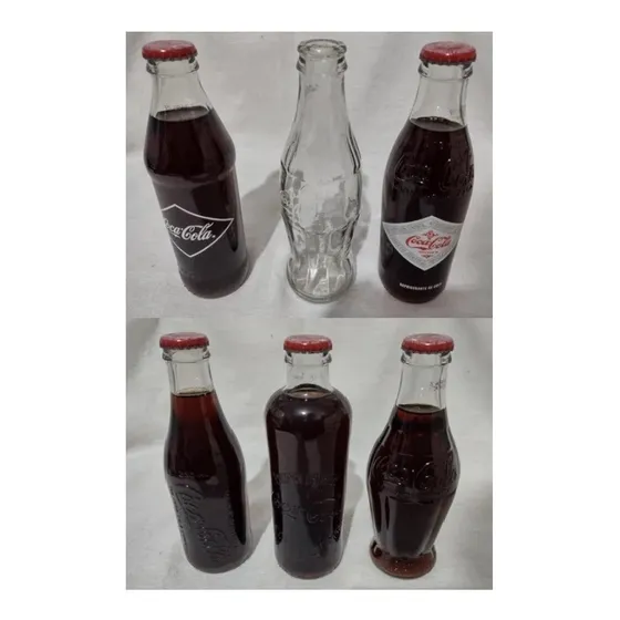 Coleção Retrô Coca-cola - 6 Garrafas Comemorativas De Vidro