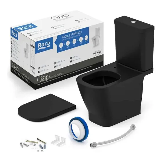 Poceta Roca Kit Gap Negro Mate,asiento Y Comp. Marca: Roca.