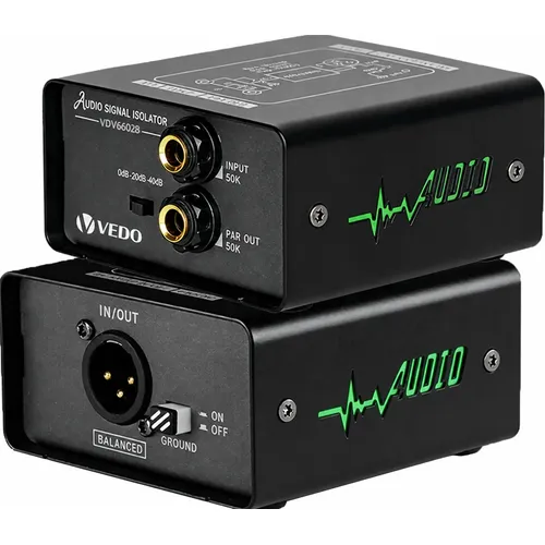 Isolador de Áudio GX200 Vedo Preto com Cancelamento de Ruído HiFi