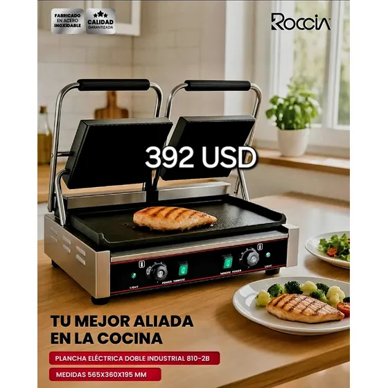 Plancha Eléctrica / Tostadora Industrial Doble