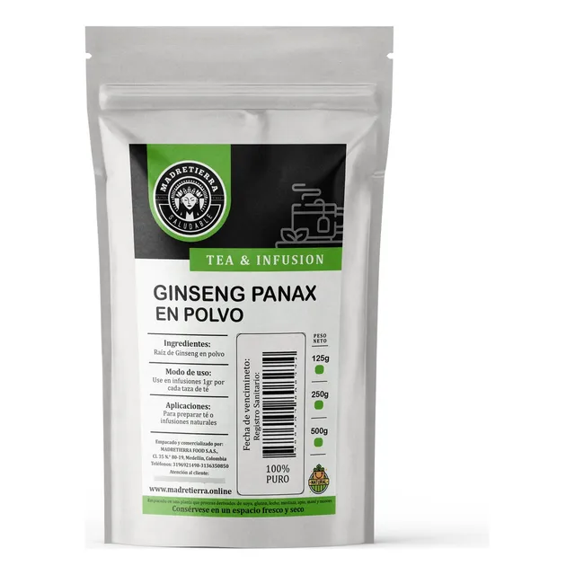 Ginseng Panax En Polvo (125gr) 100% Puro