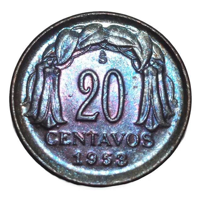 20 Centavos 1953 Cobre Casa Moneda Chile Procer