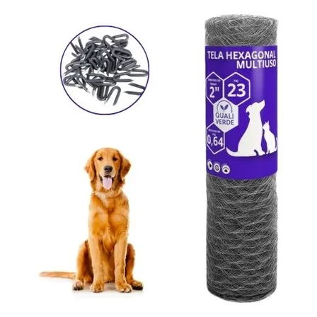 Tela Multiuso Fio 23 1,20x50m Galvanizada Com 1kg De Grampos Cinza