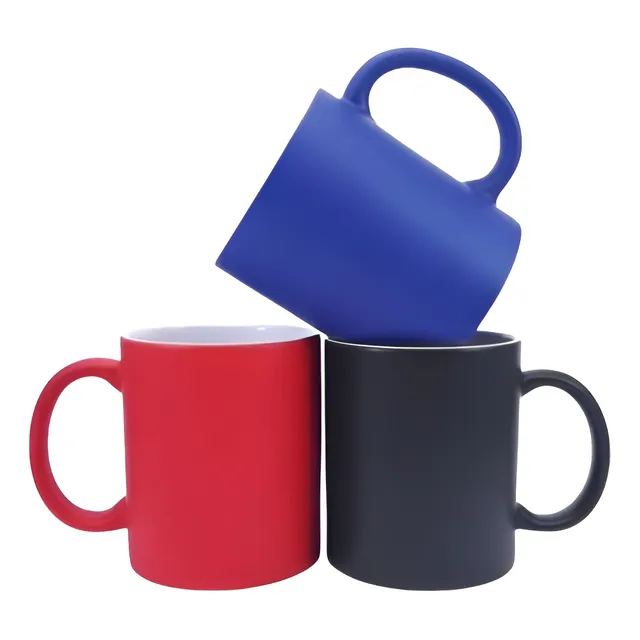 Taza Mágica Para Sublimar Colores Negro Rojo Y Azul Con Caja