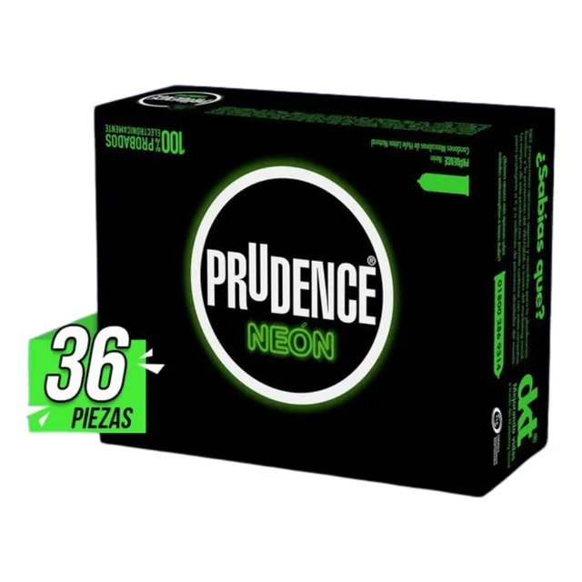 36 Condones Prudence Neon Fluorescente 12 Carteras De 3 Pzs