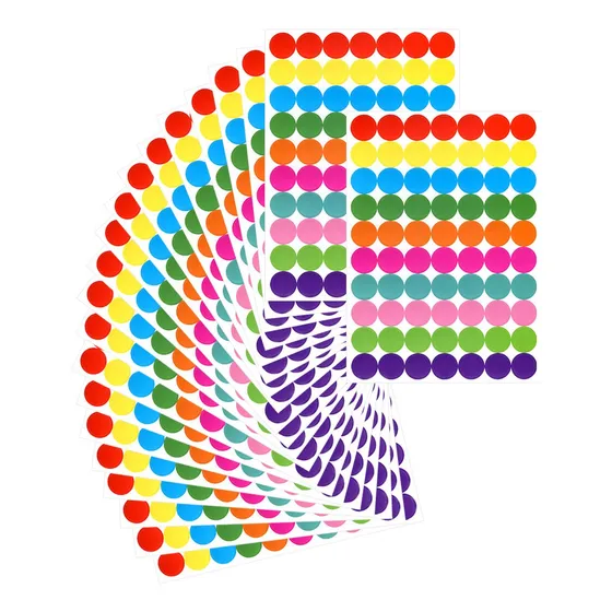 2100 Pegatinas Redondas Autoadhesivas Con 10 Colores