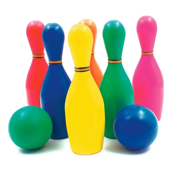 Juego de bolos de boliche para niños con 6 bolos y 2 bolas lisas