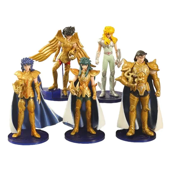 Kit 5 Action Figure Cavaleiros Do Zodíaco Armadura De Ouro 