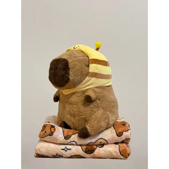 Peluche Capibara 40cm Con Manta Suave Abejita
