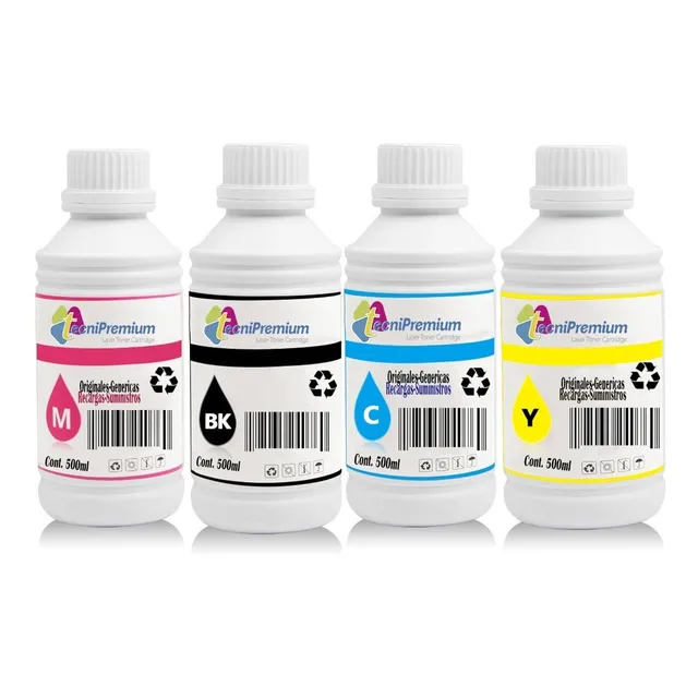 4 Medios Litros Tinta 664 Para Epson L200 L355 L455 L3650