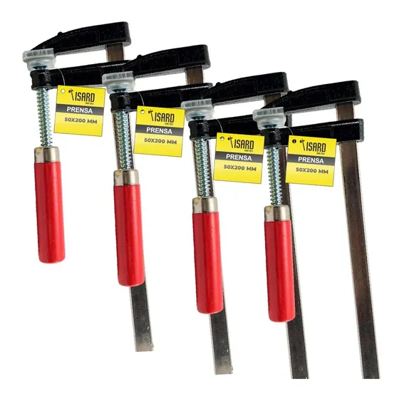 X4 Prensa Sargento Carpintero 50x200 Isard Con Protectores