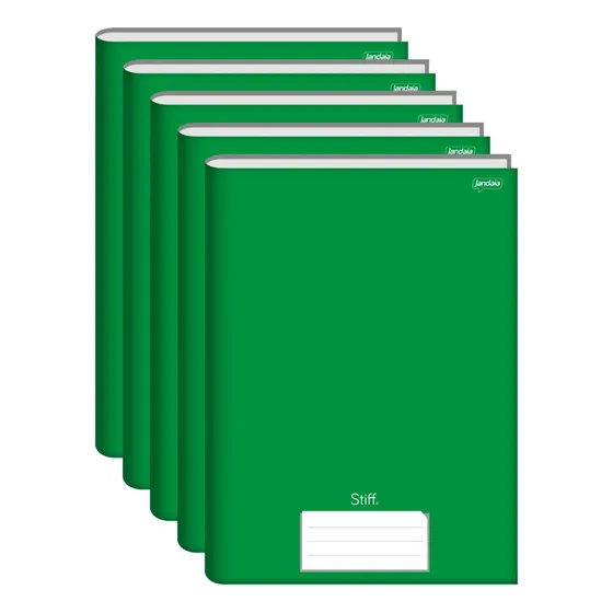 Caderno Brochura Capa Dura Grande 96 Folhas Kit 5 Unidades