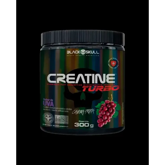Suplemento em pó Black Skull Caveira Preta Turbo carboidratos sabor uva em pote 