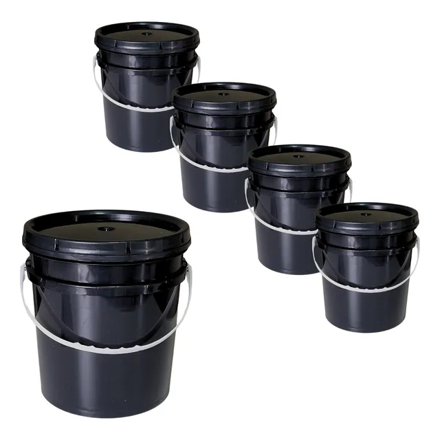 Balde Plastico 10l Blanco X5 Con Tapa Y Manija