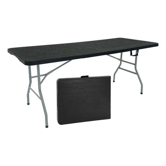 Mesa Dobrável Portátil Garden Life Picnic Vira Maleta 1,80m cor preto design madeira