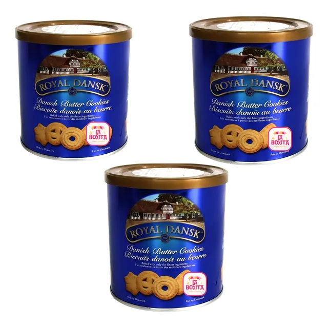 3 Latas Galletas Danesas De Mantequilla Royal Dansk 200g C/u