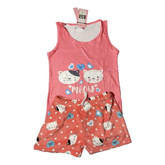 Pijama Conjunto 2 Piezas Damas Franelilla Y Short Peluche