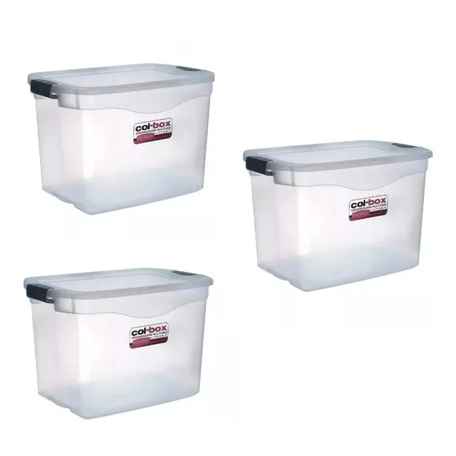 Pack X 3 Cajas Plastico Organizadoras Colombraro X 36 Lts
