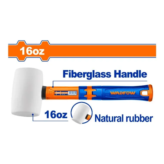 Martillo Mazo De Goma 16oz / 454g Mango De Fibra Wadfow