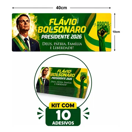 Kit 10 Adesivos Flávio Bolsonaro Presidente Brasil 2026