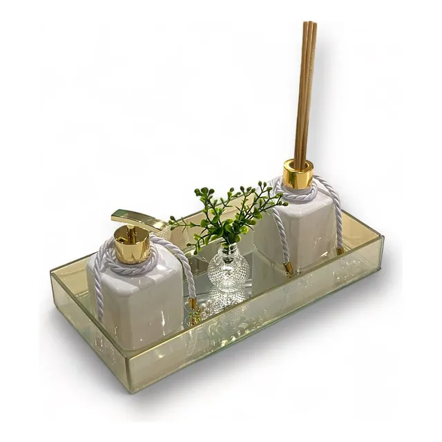 Mini Bandeja De Vidro Reflecta Decorativa Lavabo Banheiro