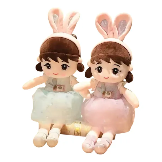 Boneca Kawaii Plush Com Orelha De Coelho 45cm Antialérgica