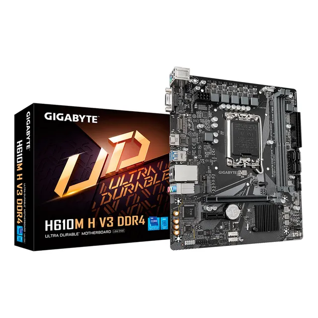 PLACA MADRE GIGABYTE H610M H, INTEL DE 12.ª Y 13.ª GENERACIÓN, LGA1700, COLOR GRIS