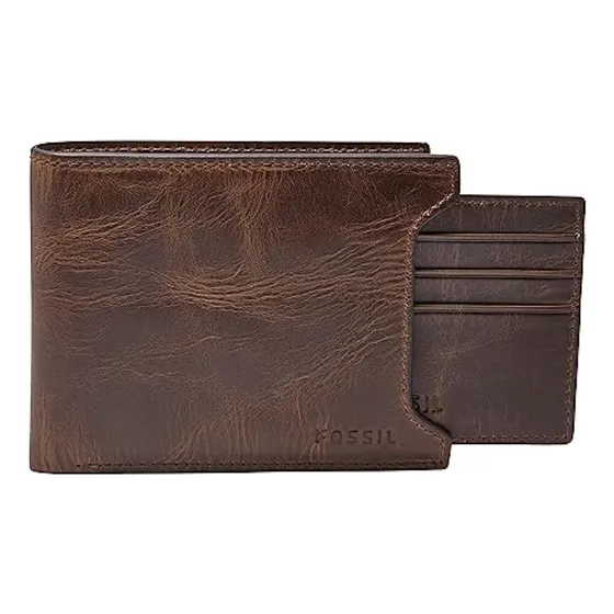 Fossil Cartera De Cuero Plegable Deslizante 2 En 1