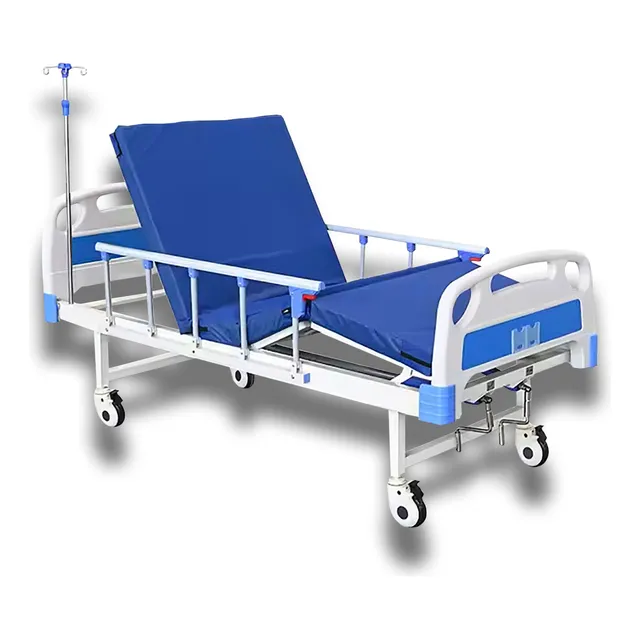 Cama Hospitalaria Manual 2 Funciones + Colchón + Porta Suero