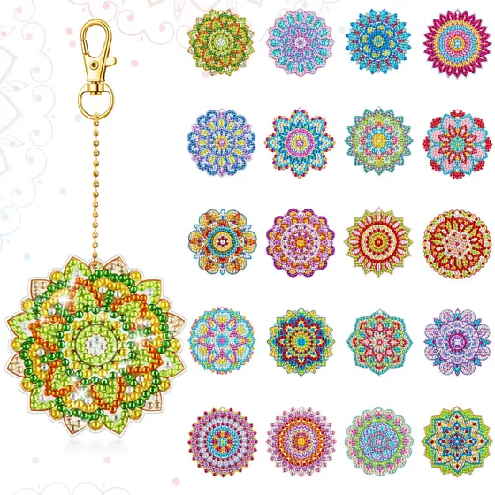 Llaveros Con Kit De Pintura Por Diamante 5d Mandalas Pack 20