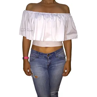 Crop top cuello bandeja sale