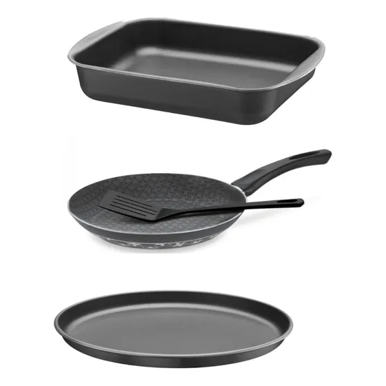 Set Asadera 40cm + Sarten 26cm + Pizzera 35cm Tramontina
