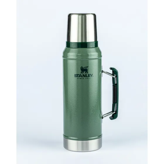 Botella termo Stanley Classic, 950 ml, color verde martillado