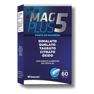Mag Plus 5 60 Caps 550mg Magnésio Dimalato Quelato Herbamed Sabor Sem Sabor Mag Plus 5 60 Caps 550mg Magnésio Dimalato Quelato Herbamed Sabor Sem Sabor