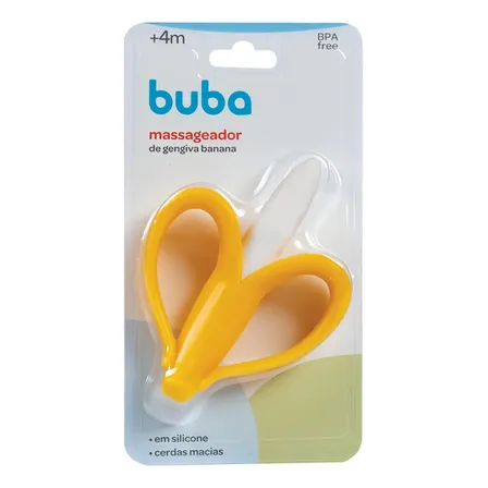 Massageador Mordedor De Gengiva Banana Bebê Buba Cor Amarelo