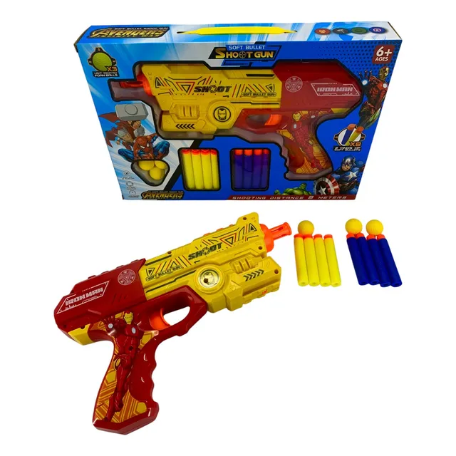 Pistola Tipo Nerf Iron Man Lanza Dardo Y Pelota Super Héroes
