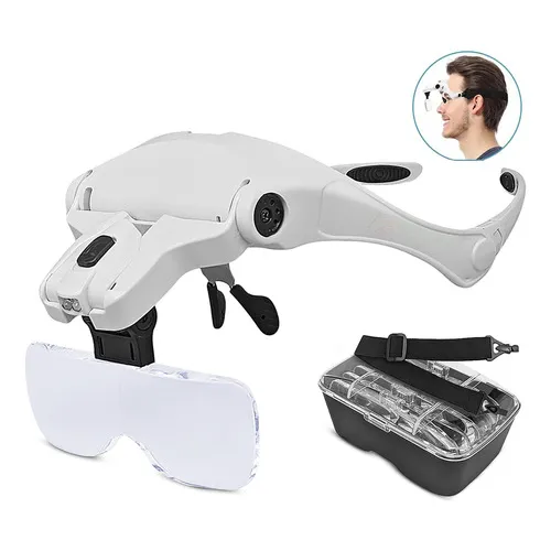 Gafas LED profesionales con lupa, 5 lentes y funda