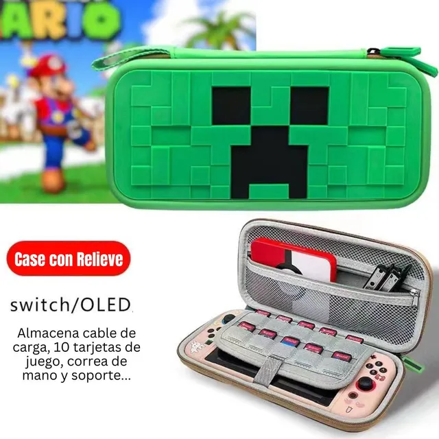 Case Con Relieve 3d Para Nintendo Switch Oled Creeper