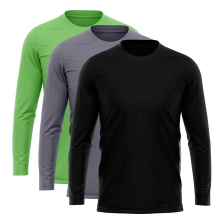 Kit 3 Camisetas Manga Longa Masculina Dry Uv Proteção Solar