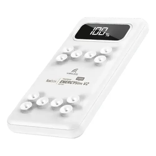 Power Bank Energy Slim Wireless Inalambrico 12000 Mah Foxbox Color Blanco