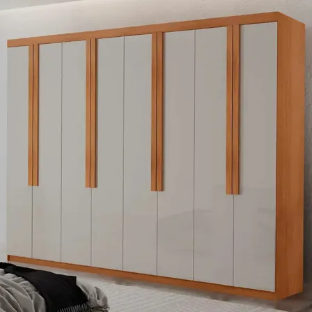 Guarda Roupa Casal Avant Mdf Com 8 Portas 4 Gavetas Moderna Naturalle/off White