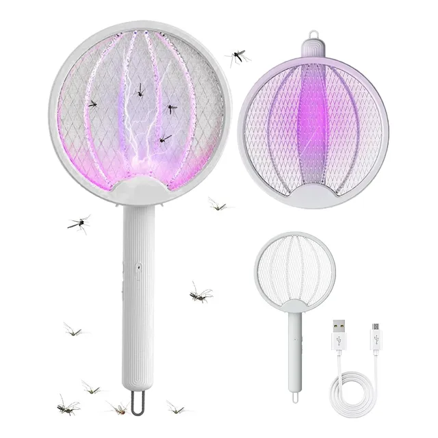 Raqueta Eléctrica Recargable Mata Moscas Mosquitos Plegable
