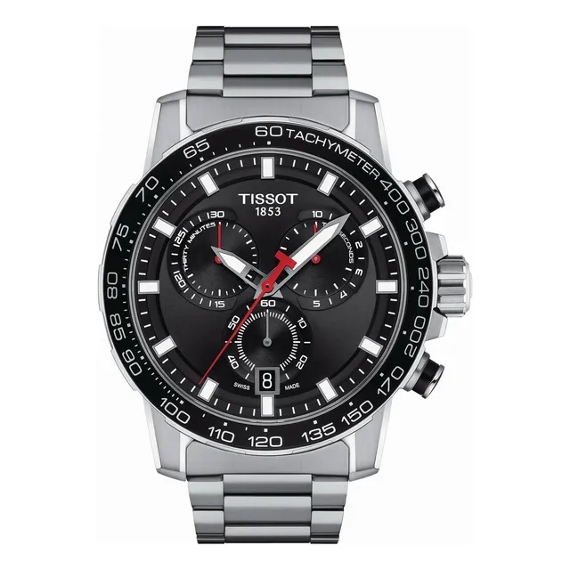 Reloj pulsera Tissot Supersport Chrono con correa de acero inoxidable color gris - fondo negro