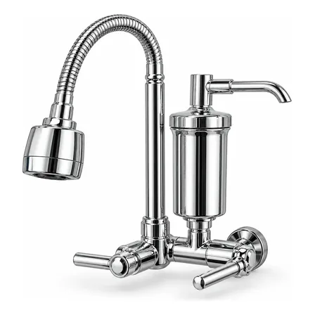 Torneira De Parede 2 Em 1 Com Filtro Bica Flexível Cozinha Preta Fosco
