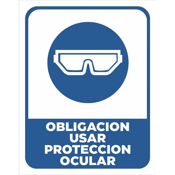 Cartel Linea Obligación Usar Protección Ocular 22x28 Cm