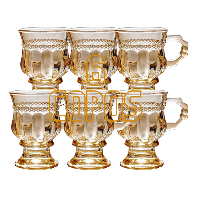 Jogo De 6 Xícaras Âmbar Premium 140ml Café, Chá E Capuccino Jogo De 6 Xícaras Âmbar Premium 140ml Café, Chá E Capuccino